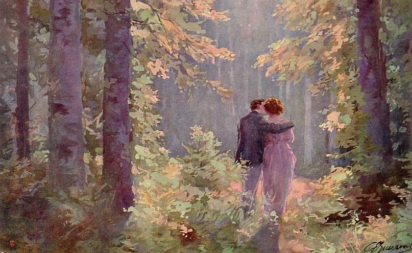 30. Unknown Artist - Lovers Strolling In A Forest, c.1900