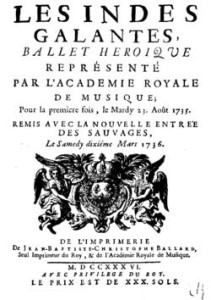 Jean Philippe Rameau-Les Indes Galantes-Frontespizio